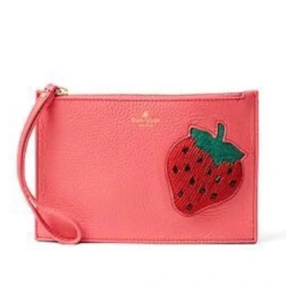 Kate Spade On Purpose Strawberry Mini Leather Wristlet -UVRU0191 - Picture 6 of 11